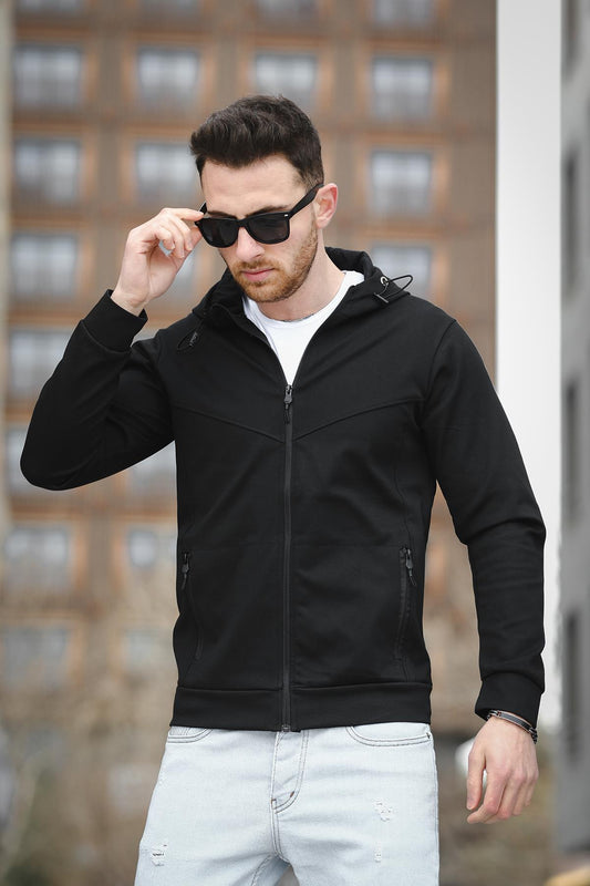 Chev Micro İnterlok Dik Yaka Fermuarlı Hırka Sweatshirt