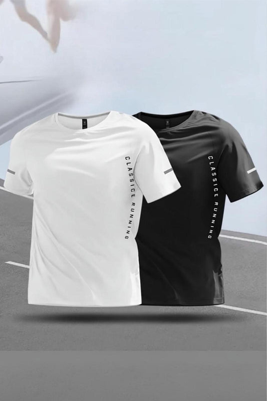 Classic Running 2'li Paket Erkek Sporcu Tişört Nefes Alabilir Hızlı Kuruyan Koşu ve Fitness Tişörtü