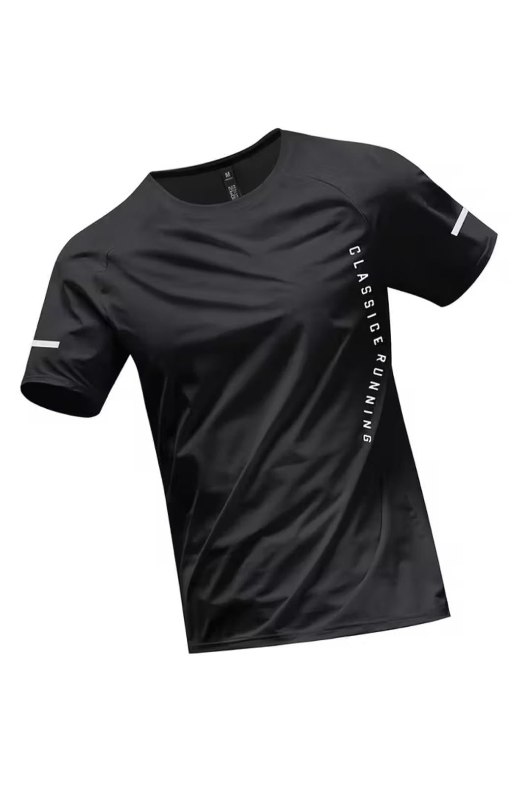 Classic Running Ice Silk Erkek Sporcu Tişört Nefes Alabilir Hızlı Kuruyan Koşu ve Fitness Tişörtü