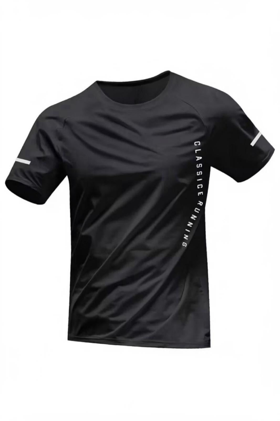 Classic Running Ice Silk Erkek Sporcu Tişört Nefes Alabilir Hızlı Kuruyan Koşu ve Fitness Tişörtü