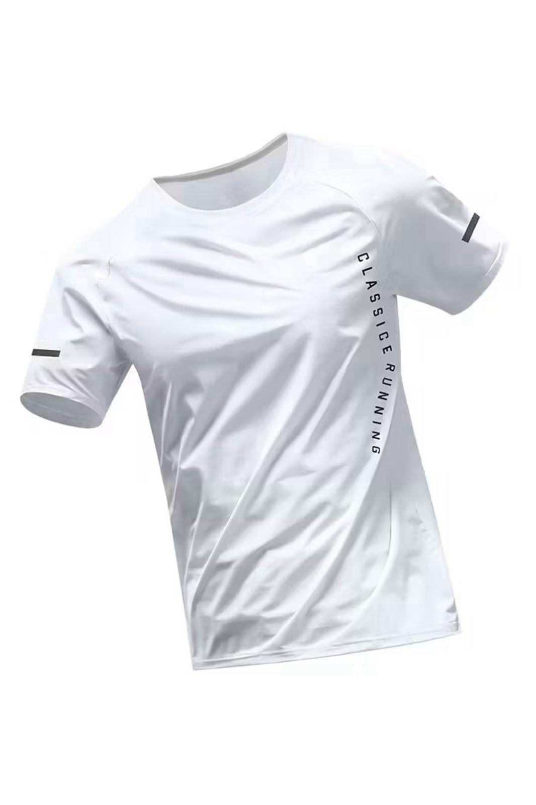 Classic Running Ice Silk Erkek Sporcu Tişört Nefes Alabilir Hızlı Kuruyan Koşu ve Fitness Tişörtü