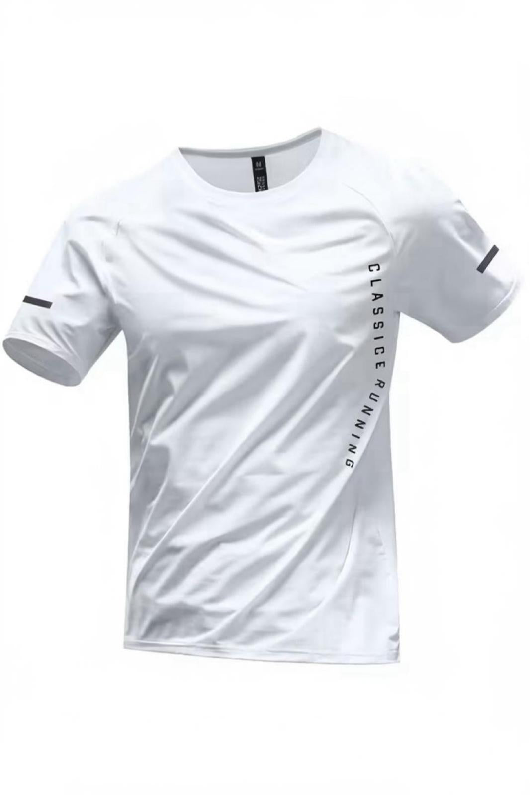 Classic Running Ice Silk Erkek Sporcu Tişört Nefes Alabilir Hızlı Kuruyan Koşu ve Fitness Tişörtü