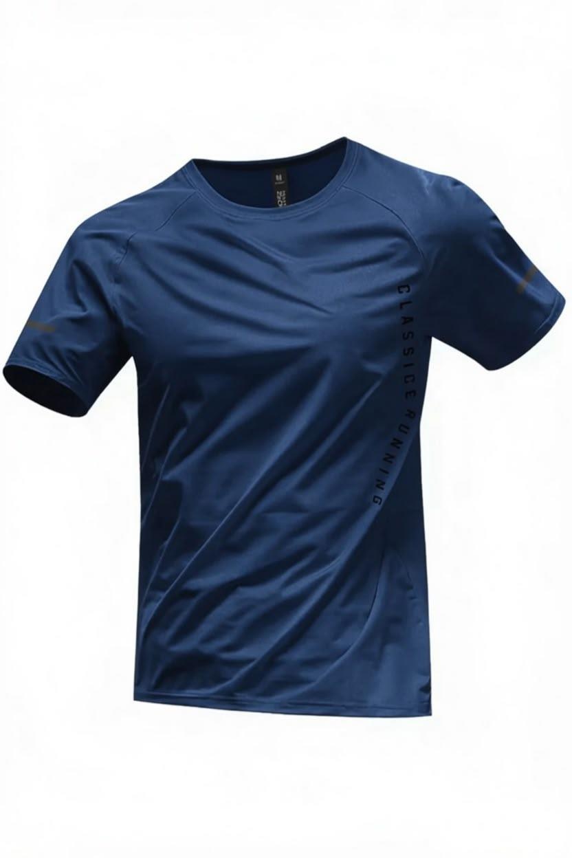 Classic Running Ice Silk Erkek Sporcu Tişört Nefes Alabilir Hızlı Kuruyan Koşu ve Fitness Tişörtü