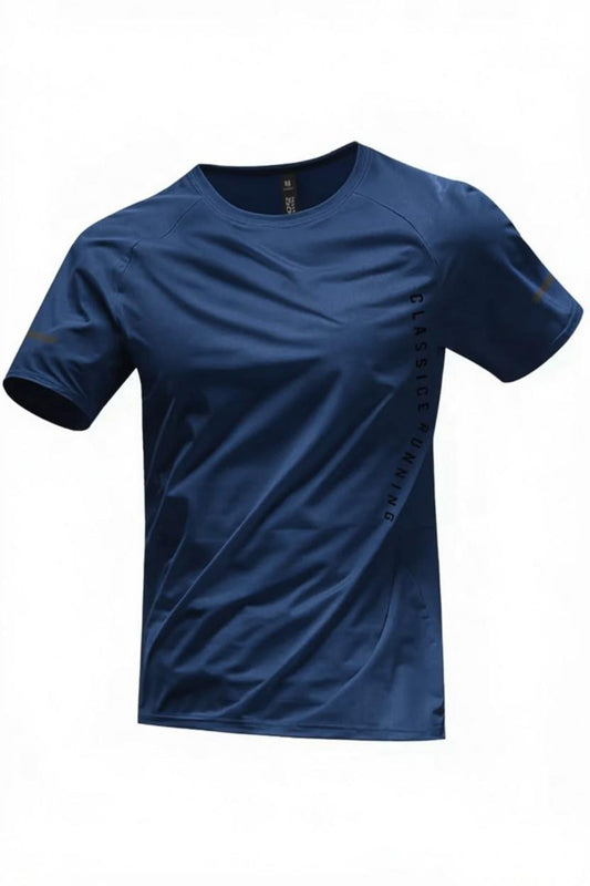 Classic Running Ice Silk Erkek Sporcu Tişört Nefes Alabilir Hızlı Kuruyan Koşu ve Fitness Tişörtü