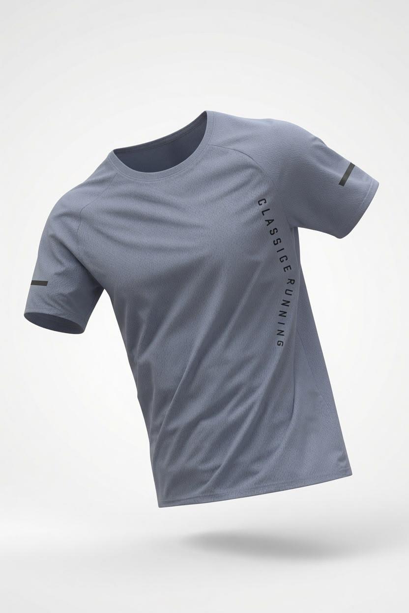 Classic Running Ice Silk Erkek Sporcu Tişört Nefes Alabilir Hızlı Kuruyan Koşu ve Fitness Tişörtü