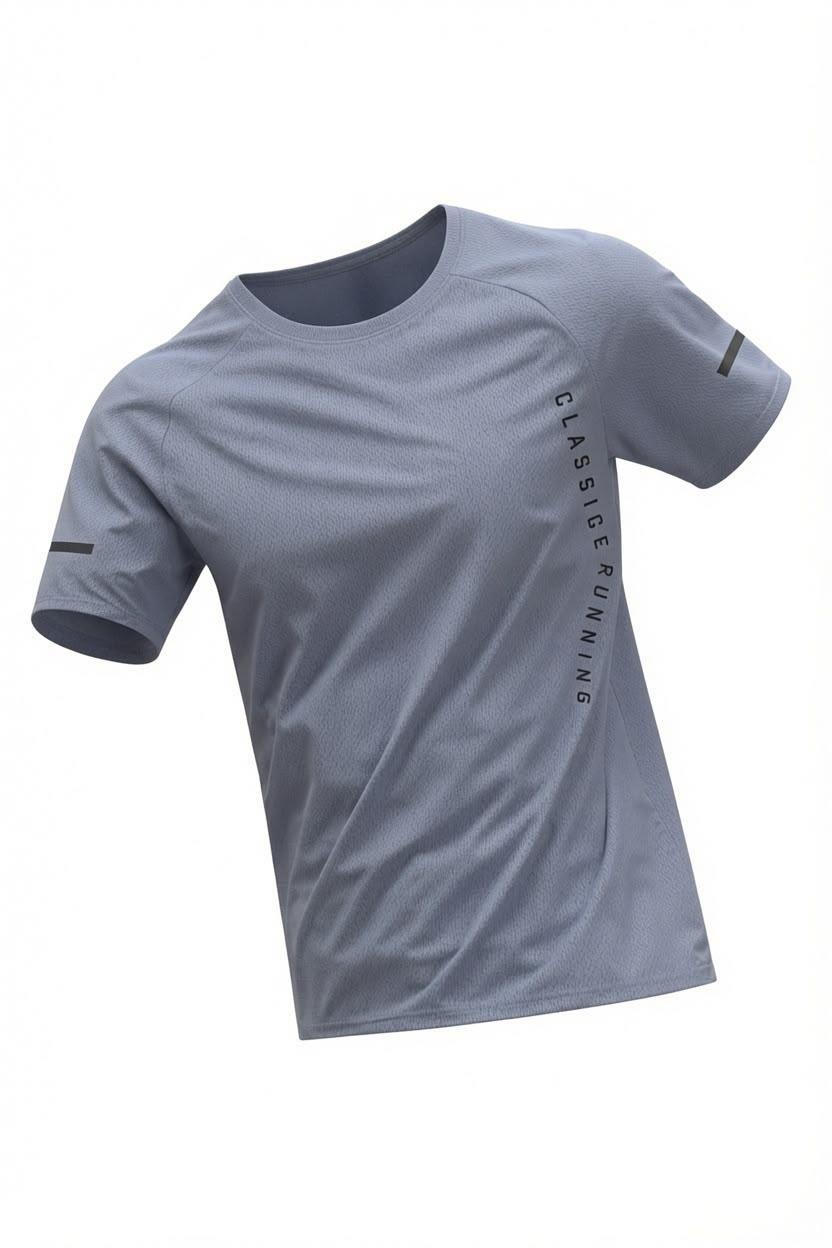 Classic Running Ice Silk Erkek Sporcu Tişört Nefes Alabilir Hızlı Kuruyan Koşu ve Fitness Tişörtü