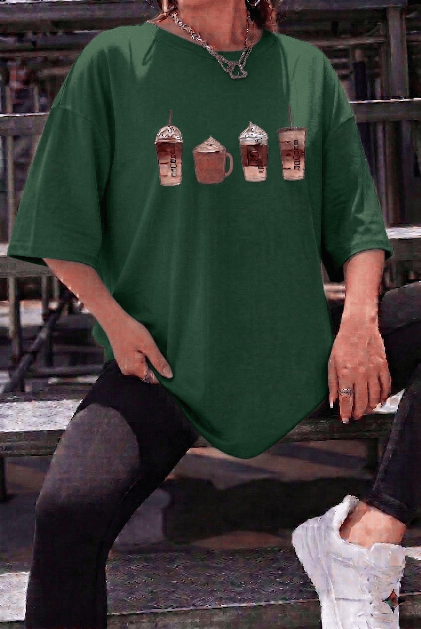 Coffee Lover Baskılı Unisex Oversize T-Shirt - Büyük Beden Seçenekli