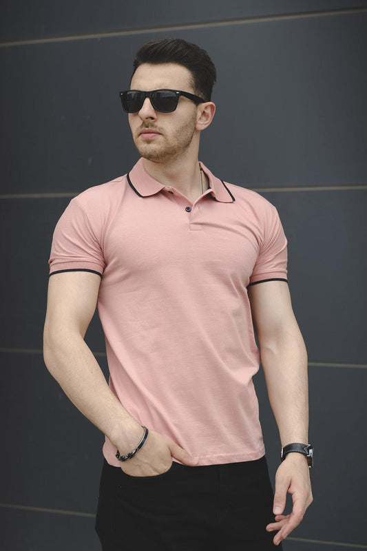 Colton Yakası Biyeli Likralı Slim Fit Erkek Polo Yaka Tshirt
