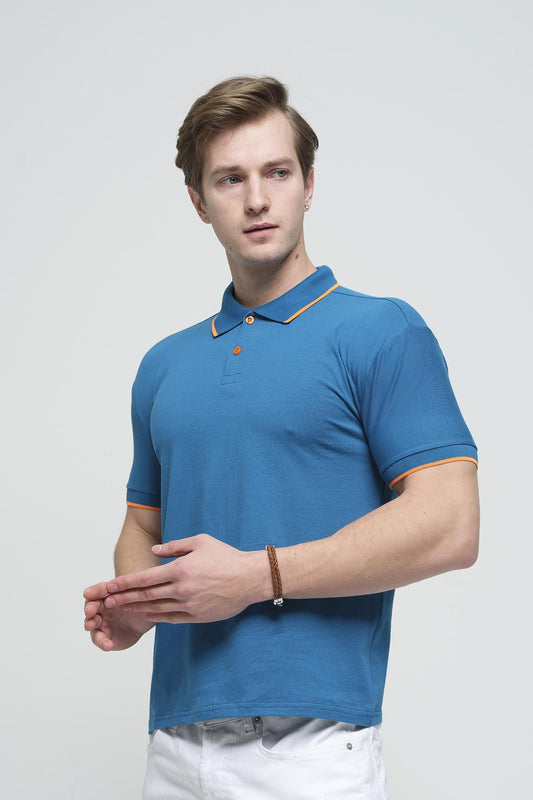 Colton Yakası Biyeli Likralı Slim Fit Erkek Polo Yaka Tshirt