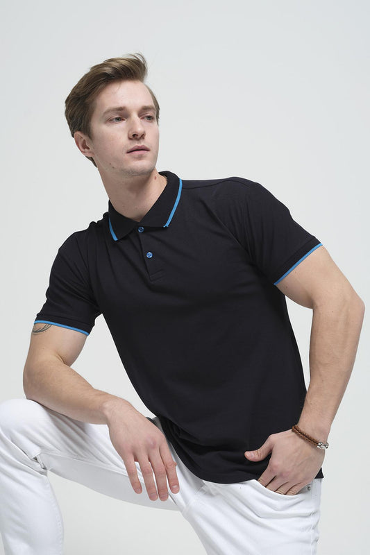 Colton Yakası Biyeli Likralı Slim Fit Erkek Polo Yaka Tshirt
