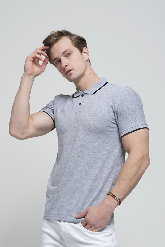 Colton Yakası Biyeli Likralı Slim Fit Erkek Polo Yaka Tshirt