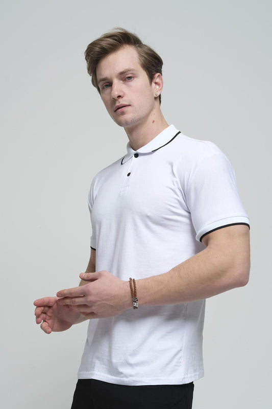 Colton Yakası Biyeli Likralı Slim Fit Erkek Polo Yaka Tshirt