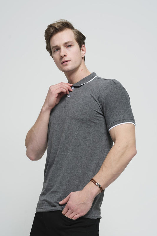 Colton Yakası Biyeli Likralı Slim Fit Erkek Polo Yaka Tshirt