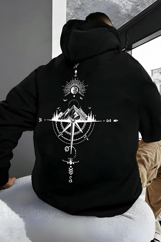 Compass Sırt Baskılı Pamuklu Erkek Sweatshirt