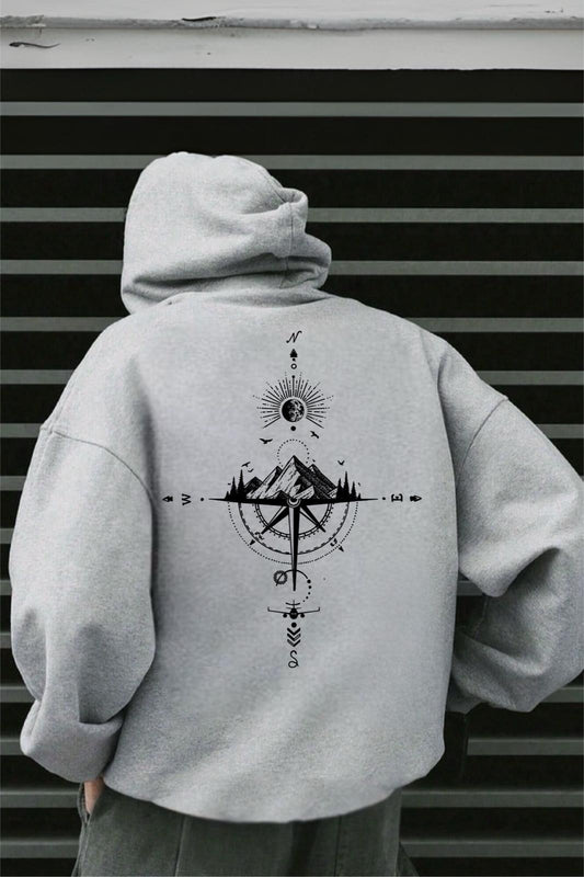 Compass Sırt Baskılı Pamuklu Erkek Sweatshirt