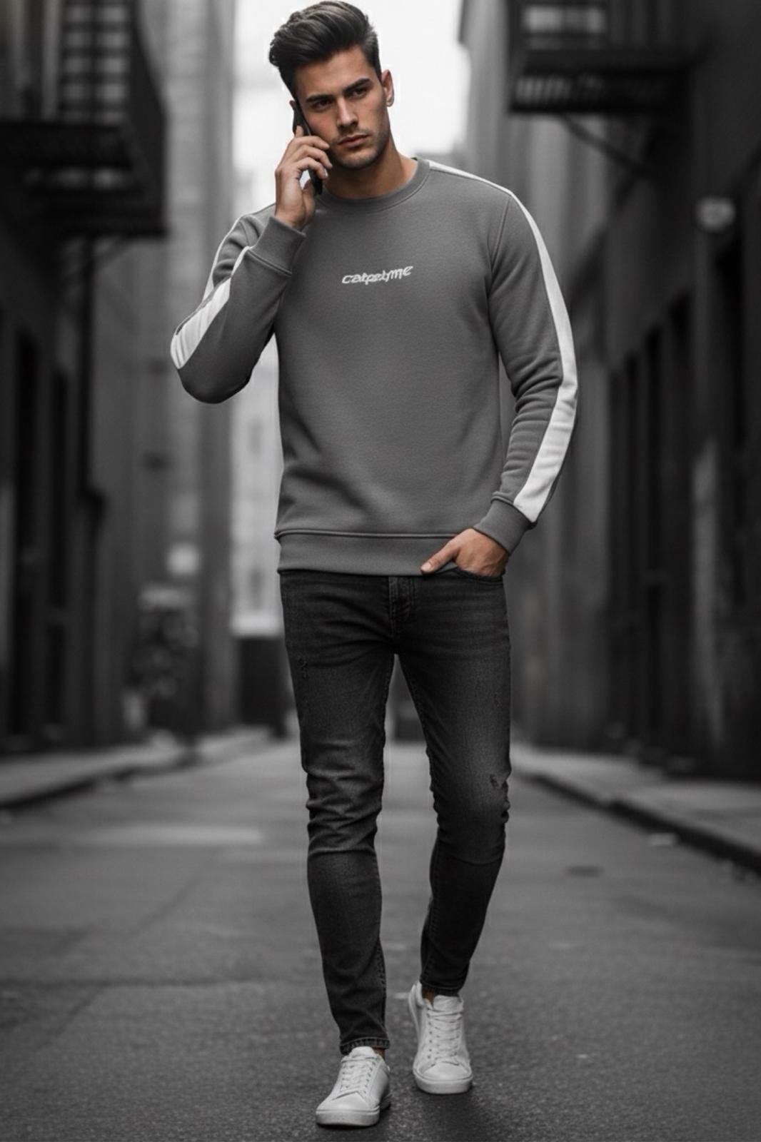 Comsumc Üç İplik Şardonlu Bisiklet Yaka Erkek Sweatshirt