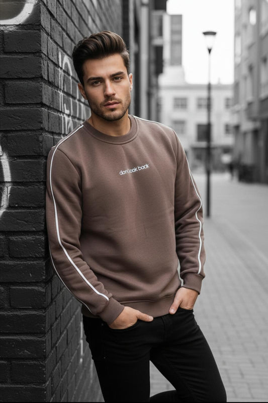Dont Look Slim Fit Üç İplik Şardonlu Bisiklet Yaka Erkek Sweatshirt