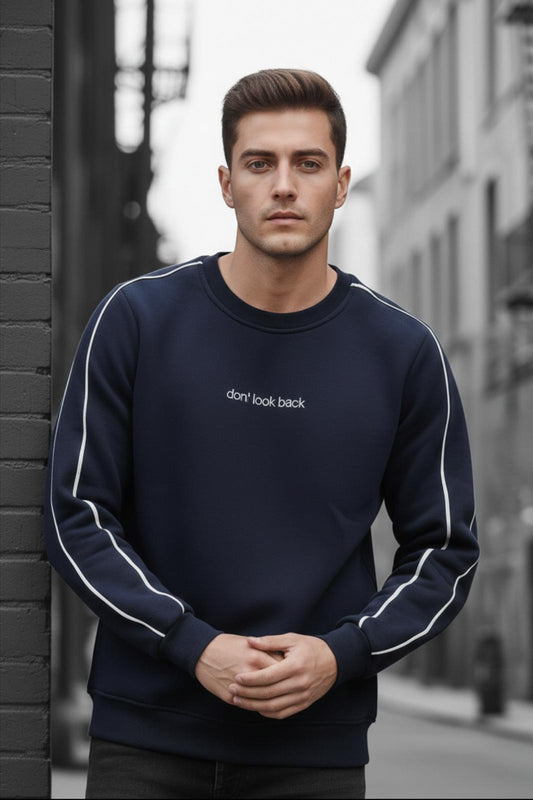 Dont Look Slim Fit Üç İplik Şardonlu Bisiklet Yaka Erkek Sweatshirt