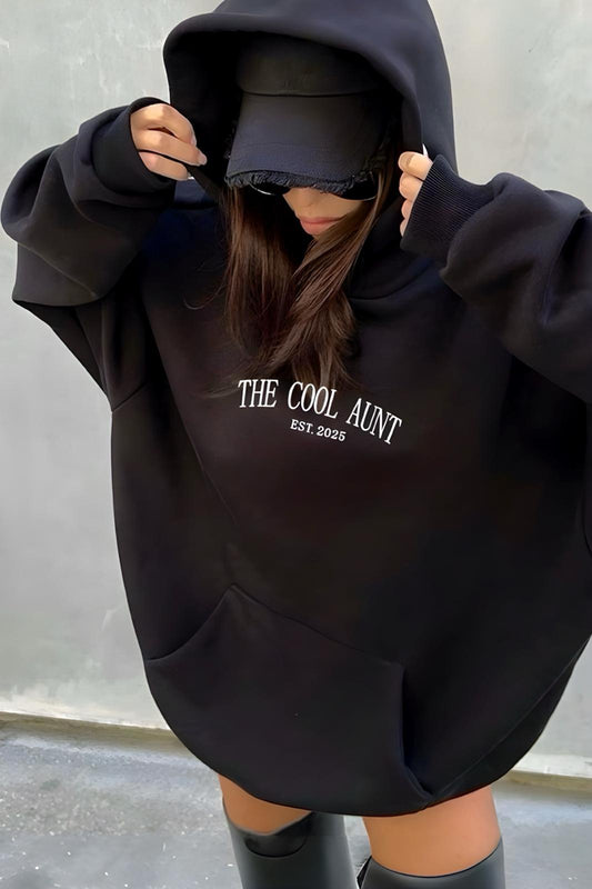 Cool Ön Baskılı Pamuklu Oversize Kadın Sweatshirt