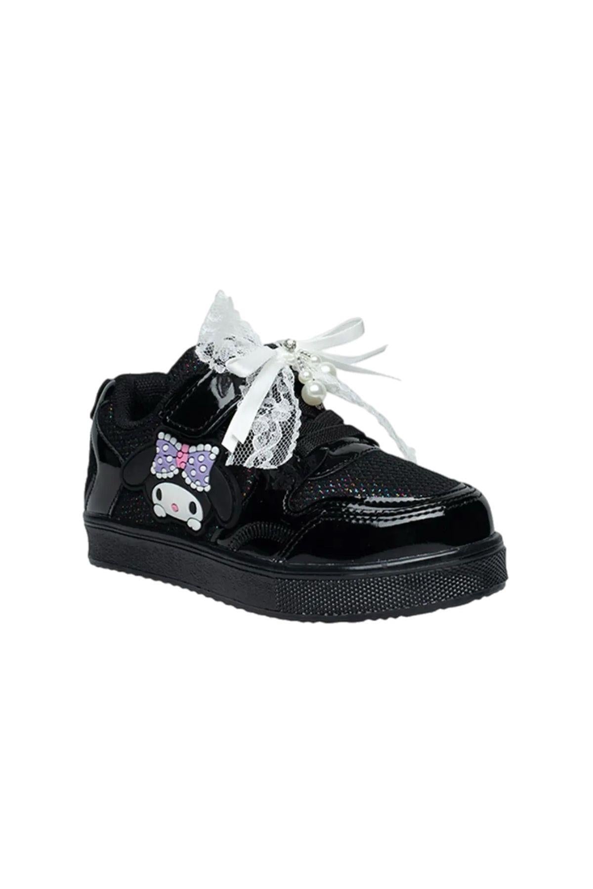 Cpx Figürlü Kız Çocuk Işıklı Sneaker Şık Dantel Fiyonk ve İnci Detaylı Ayakkabı