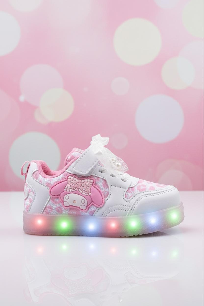 Cpx Figürlü Kız Çocuk Işıklı Sneaker Şık Dantel Fiyonk ve İnci Detaylı Ayakkabı