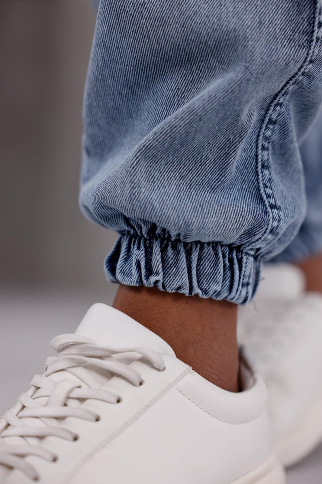 Dasser Paçası ve Beli Lastikli Slim Fit Likralı Kot Kargo Pantolon