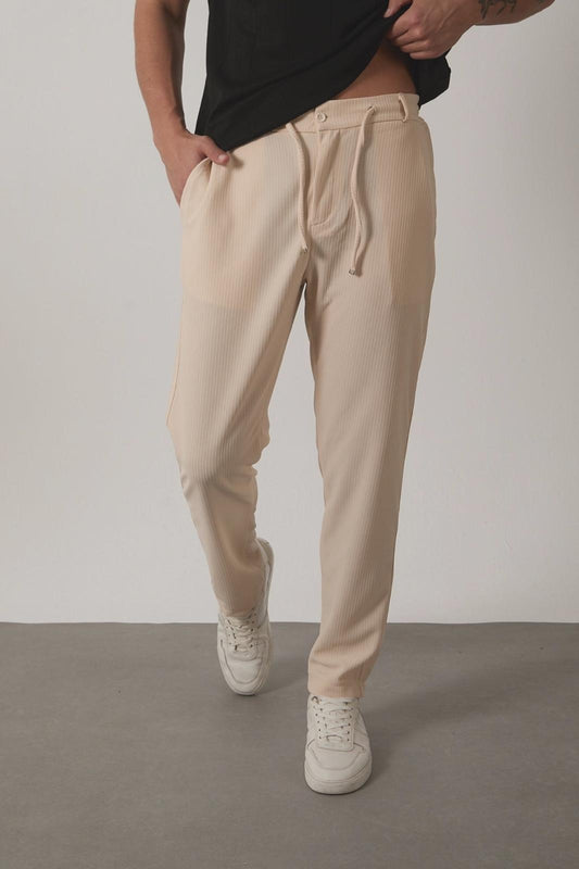 Durry Slim Fit Çizgi Desenli Beli Lastikli Erkek Jogger Pantolon