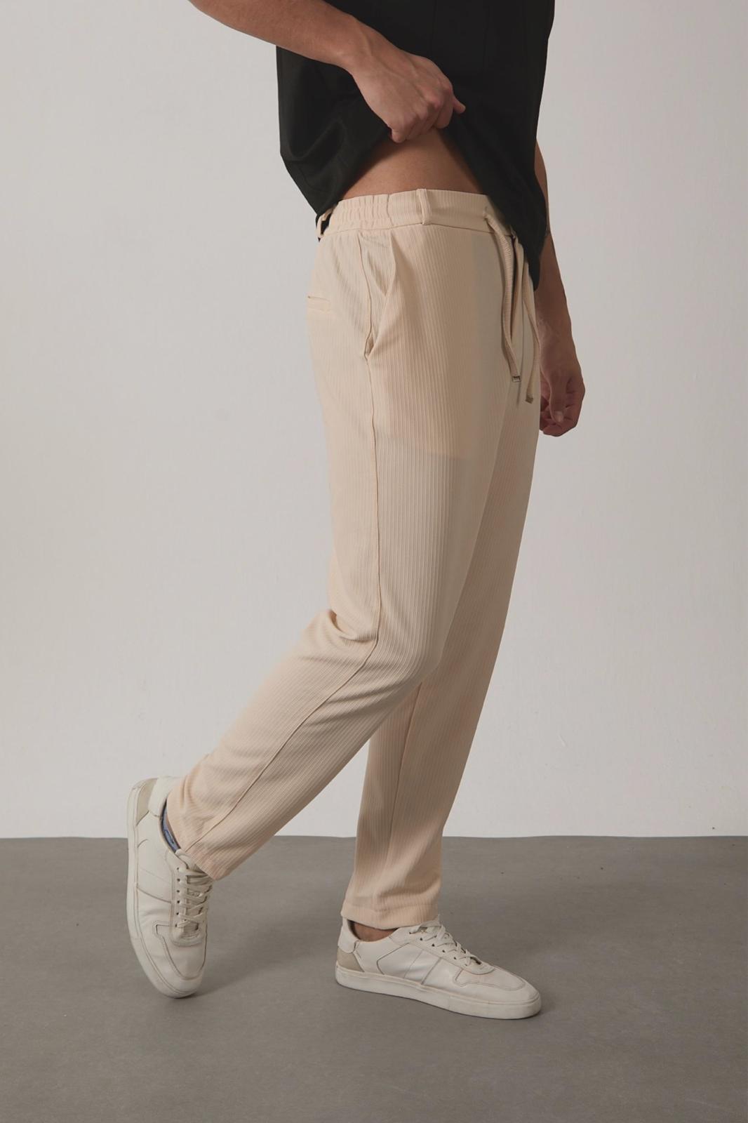 Durry Slim Fit Çizgi Desenli Beli Lastikli Erkek Jogger Pantolon