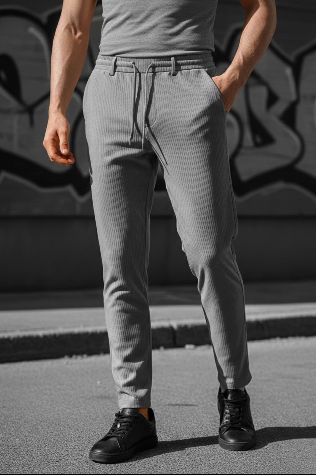 Durry Slim Fit Çizgi Desenli Beli Lastikli Erkek Jogger Pantolon