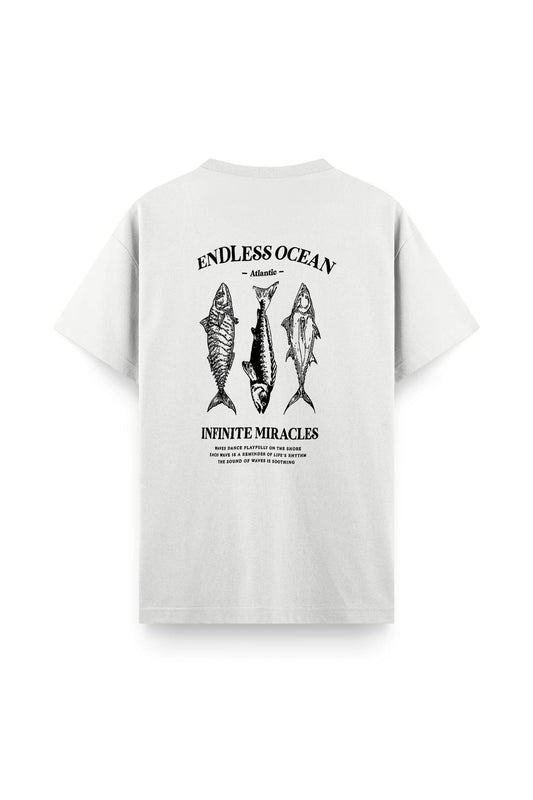Endless Ocean Sırt Baskılı Bisiklet Yaka Erkek Tshirt
