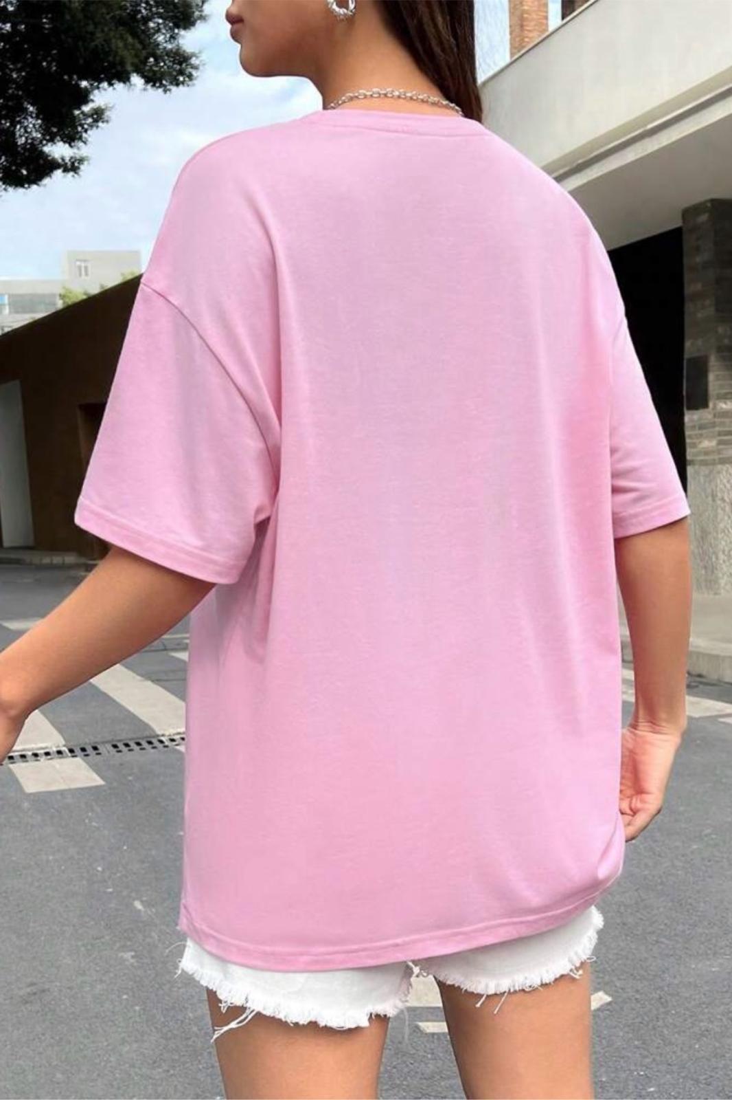 Energetic Ön Baskılı Bisiklet Yaka Kadın Oversize Tshirt