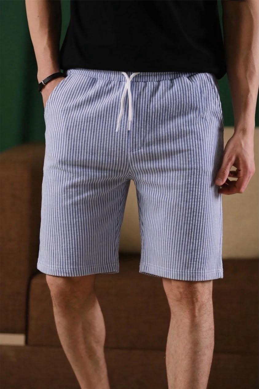 Ethan Çizgili Dokuma Slim Fit Likralı Erkek Bermuda Şort