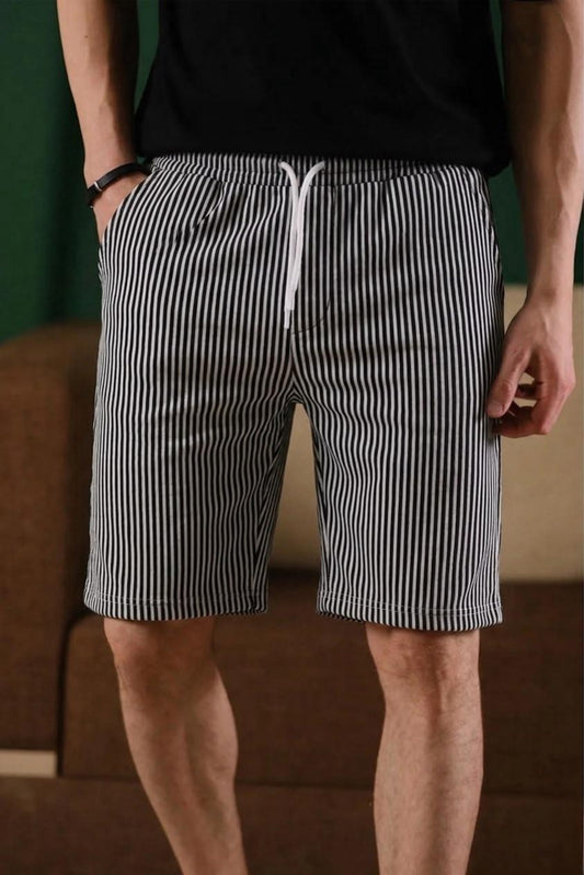 Ethan Çizgili Dokuma Slim Fit Likralı Erkek Bermuda Şort