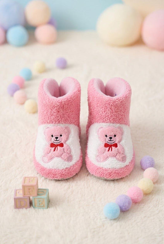 Figür Nakışlı Bebek & Çocuk Peluş Panduf  Sıcak Tutan Ev Botu / Patik