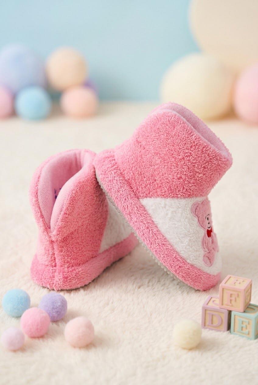 Figür Nakışlı Bebek & Çocuk Peluş Panduf  Sıcak Tutan Ev Botu / Patik