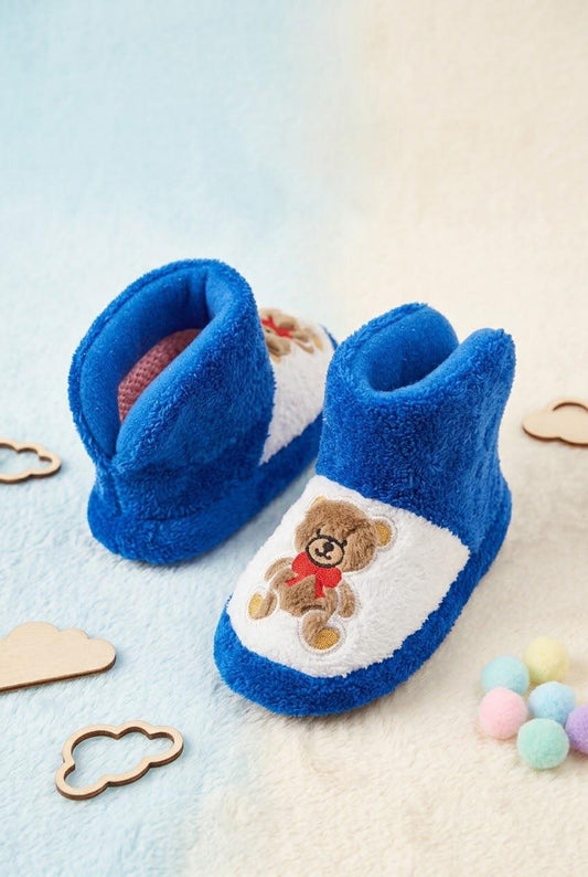 Figür Nakışlı Bebek & Çocuk Peluş Panduf  Sıcak Tutan Ev Botu / Patik