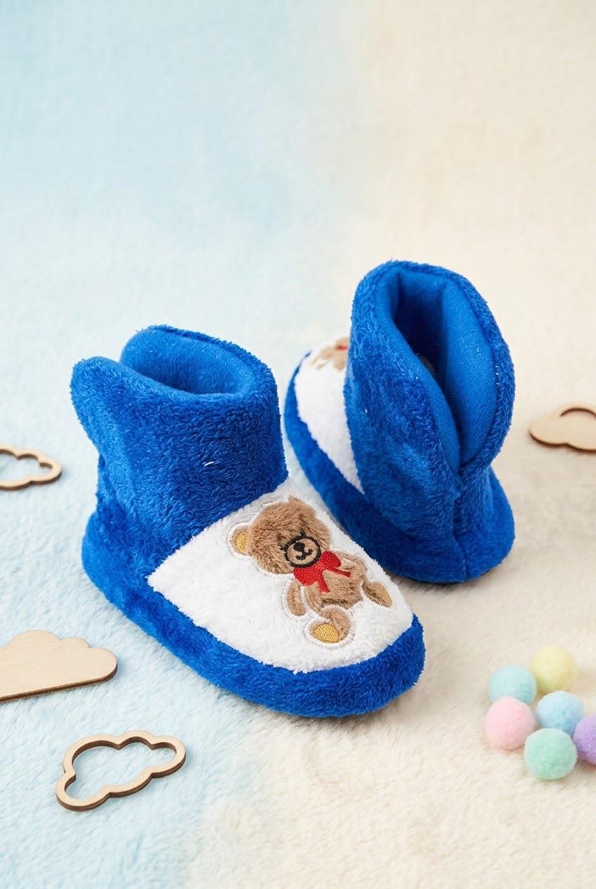 Figür Nakışlı Bebek & Çocuk Peluş Panduf  Sıcak Tutan Ev Botu / Patik
