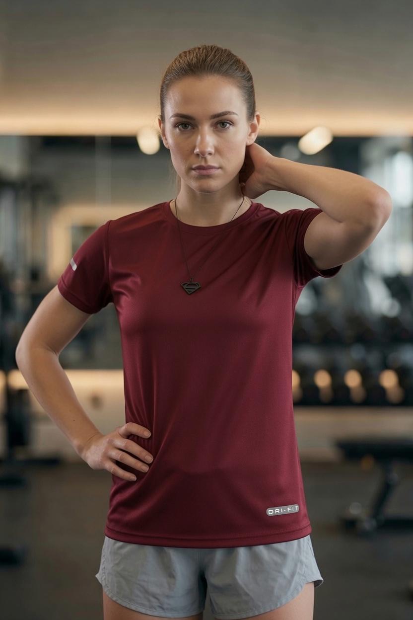 Fits Mikro Polyester Slim Fit Performans Antrenman Sporcu Kadın Tshirt