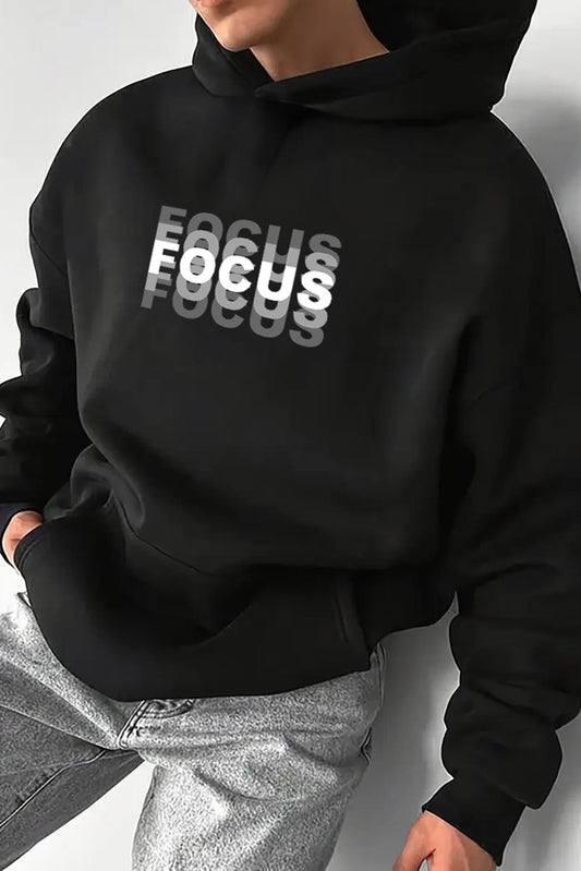Focus Ön Baskılı İçi Pamuklu Unisex Erkek Sweatshirt