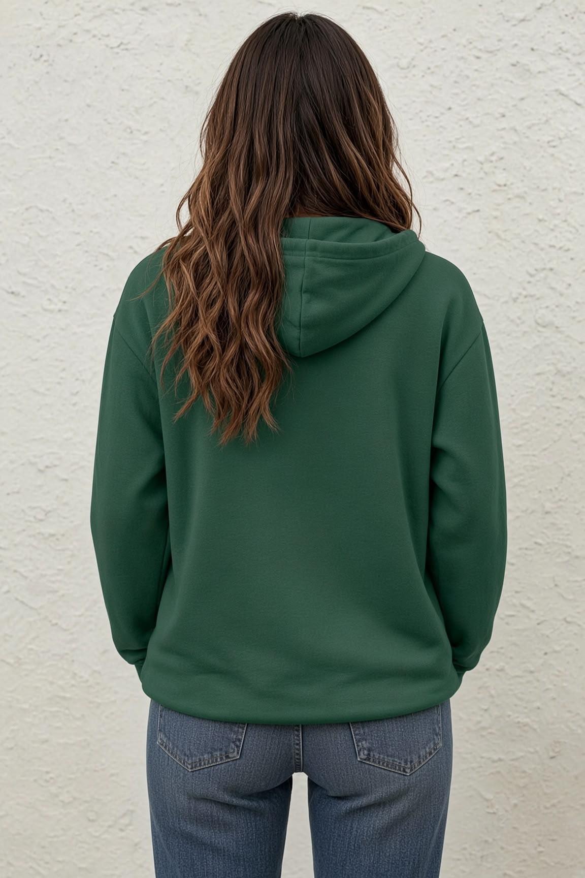 Fr Kalp Ritmi Baskılı İki İplik Fermuarlı Kapüşonlu Sweatshirt Hırka - Oversize Cepli Günlük Spor Ceket