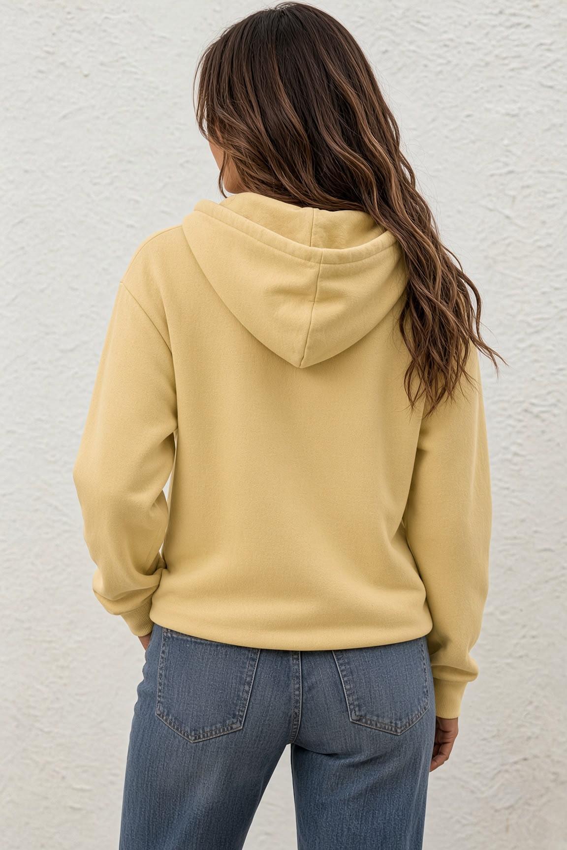 Fr Kalp Ritmi Baskılı İki İplik Fermuarlı Kapüşonlu Sweatshirt Hırka - Oversize Cepli Günlük Spor Ceket