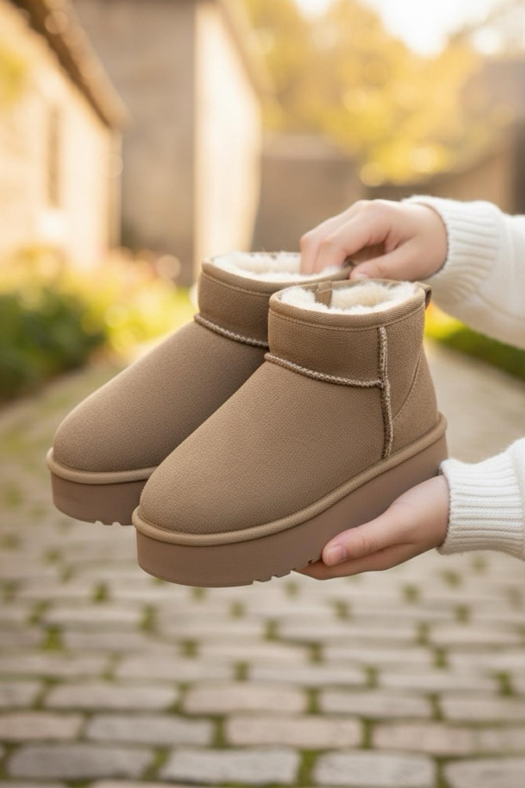 Frz F200 İçi ve İç Tabanı Kürklü Termal Kız Çocuk Süet Bot