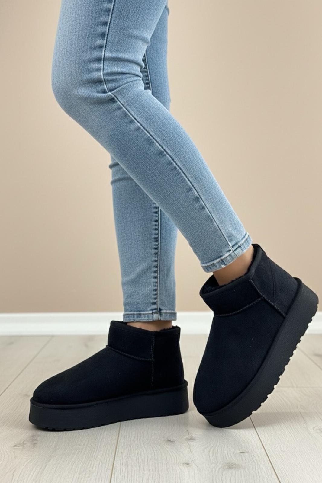 Frz F2150 Süet Içi Kürklü Yünlü Kalın Tabanlı Yüksek Topuklu Kadın Bot