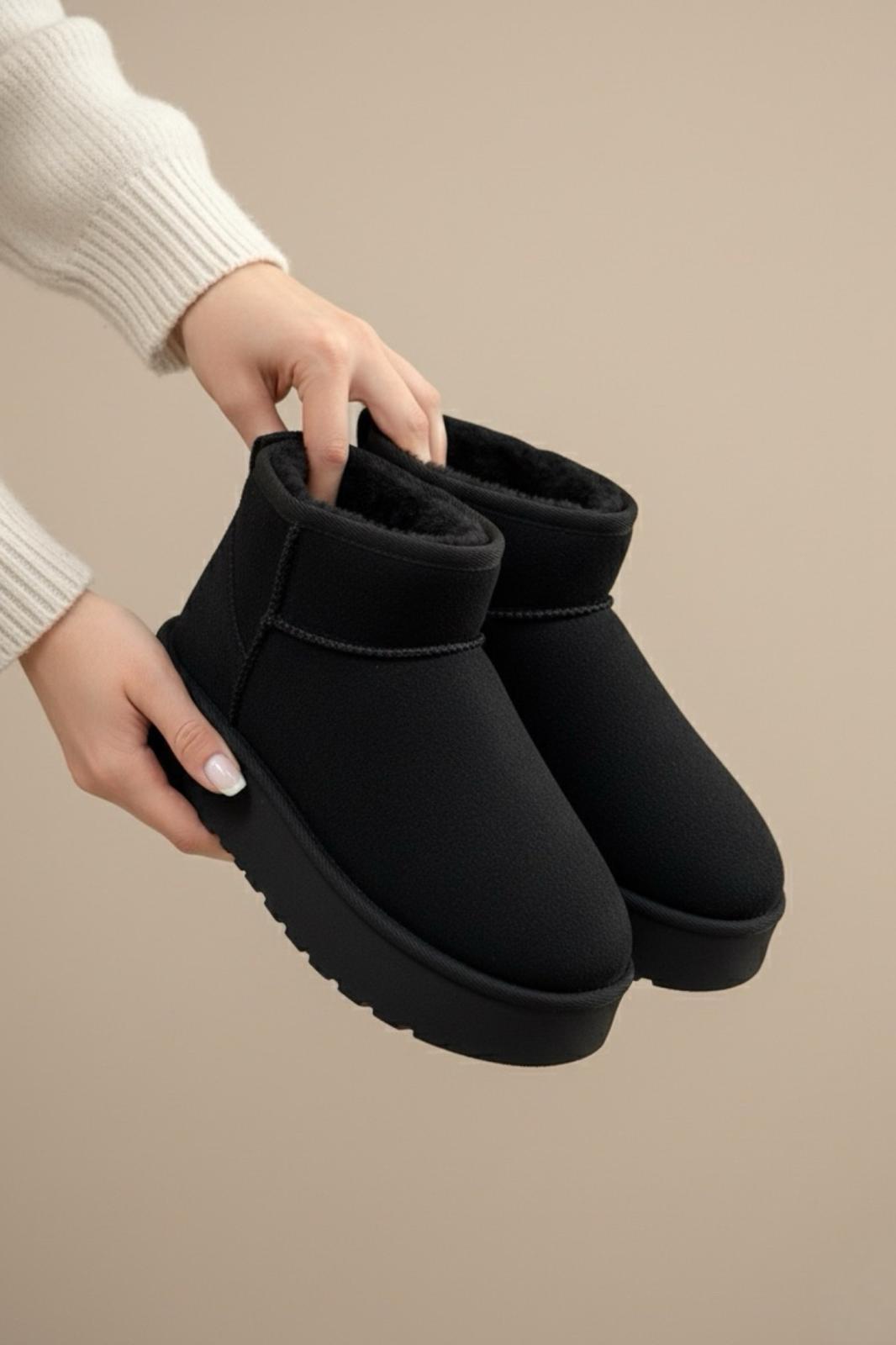 Frz F2150 Süet Içi Kürklü Yünlü Kalın Tabanlı Yüksek Topuklu Kadın Bot