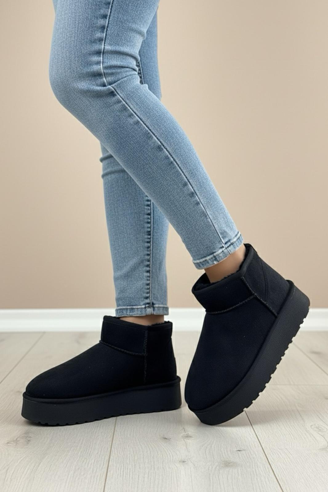 Frz F2150 Süet Içi Kürklü Yünlü Kalın Tabanlı Yüksek Topuklu Kadın Bot