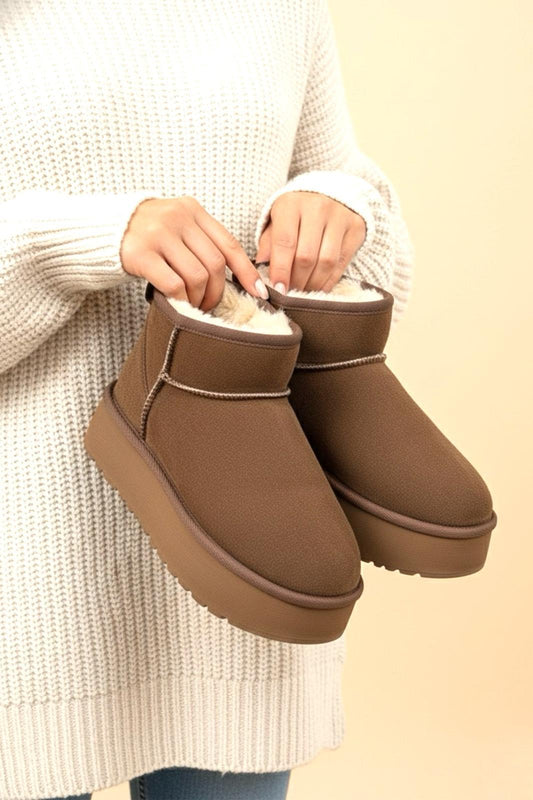 Frz F2150 Süet Içi Kürklü Yünlü Kalın Tabanlı Yüksek Topuklu Kadın Bot