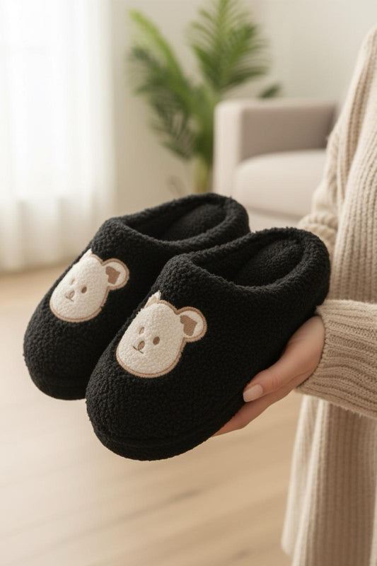 Ft 103 Panda Nakışlı Kadın Ev Terliği Peluş Terlik Çeyiz ve Bohça Terliği Ses Yapmaz Kalın Taban