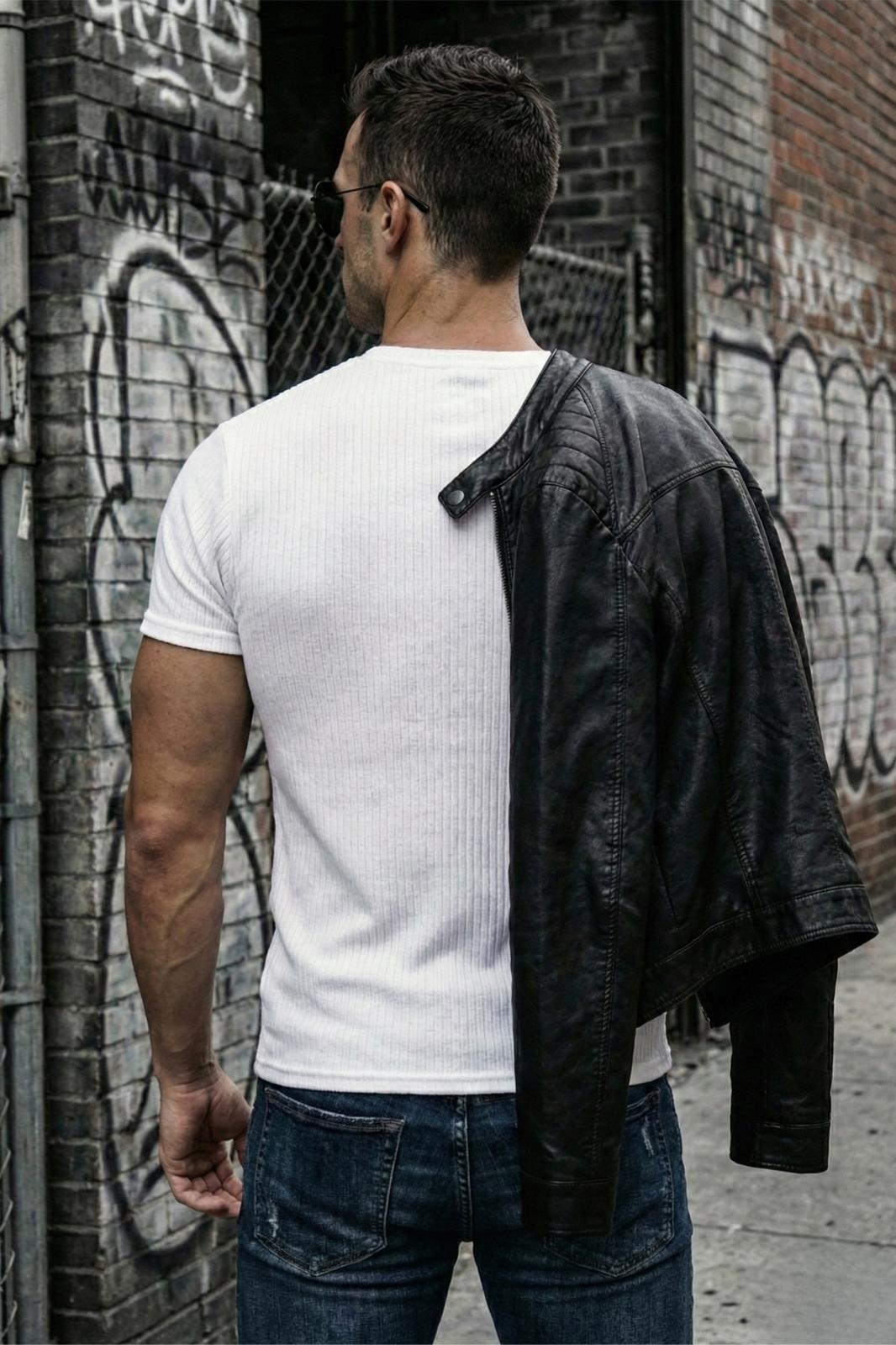 Ftx California Flok Baskı Detaylı Premium Fitilli Kumaş Erkek T-Shirt