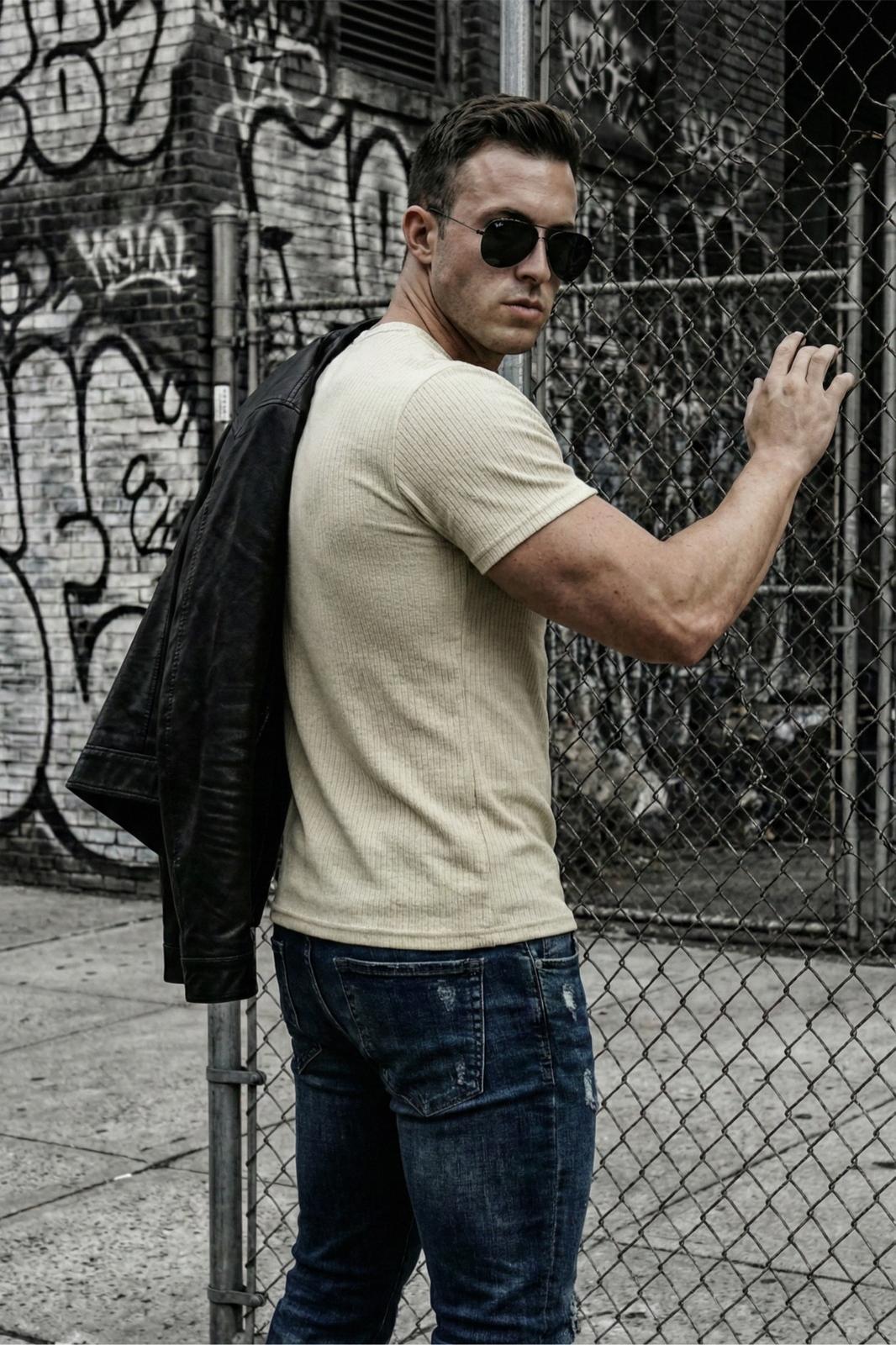 Ftx California Flok Baskı Detaylı Premium Fitilli Kumaş Erkek T-Shirt