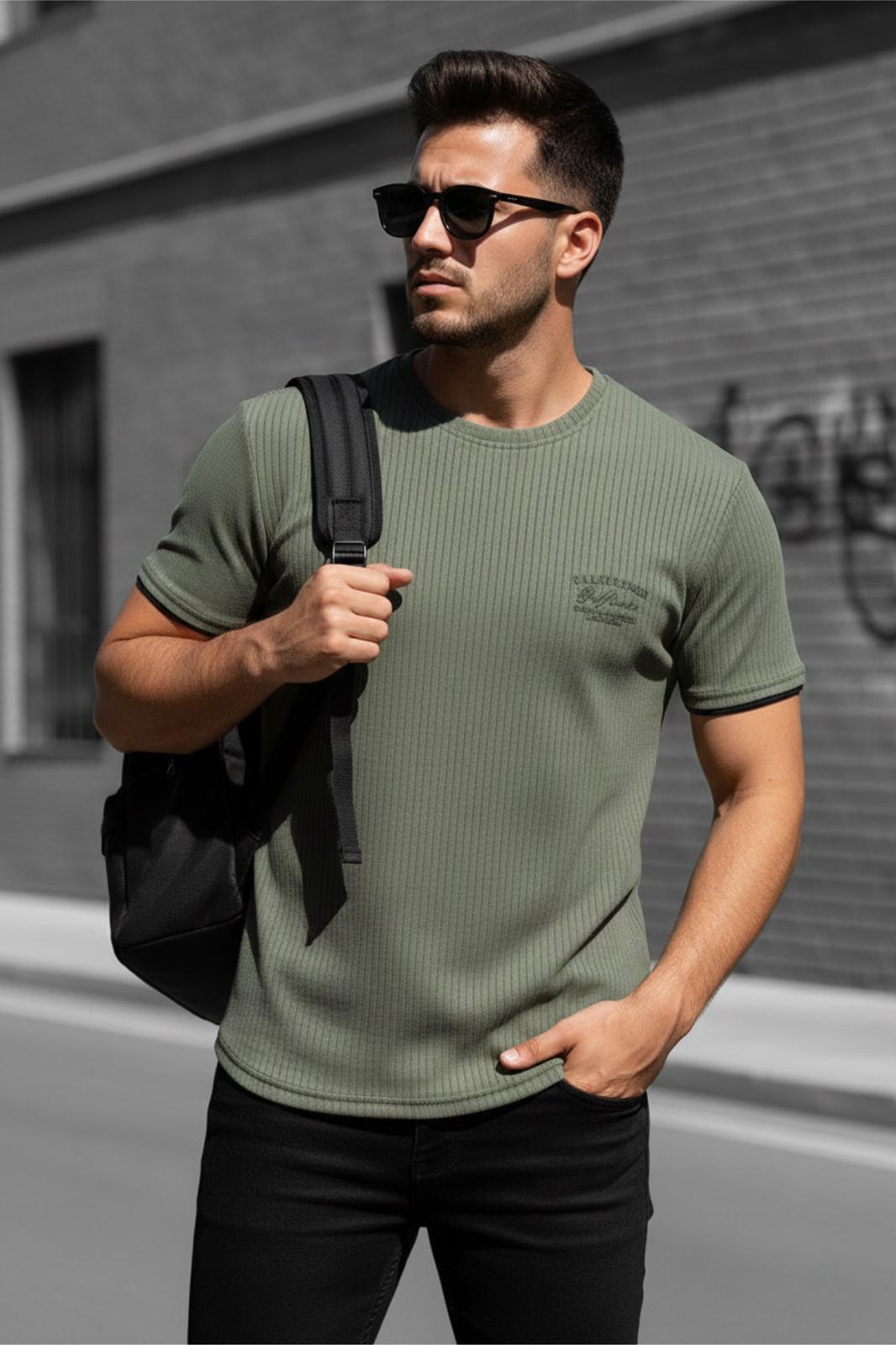 Ftx California Flok Baskı Detaylı Premium Fitilli Kumaş Erkek T-Shirt